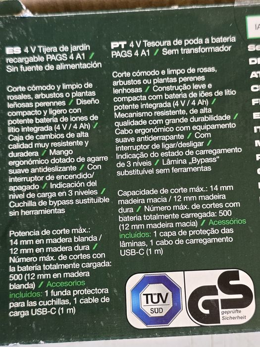 Tesoura de Poda Parkside 4V Sem Fio