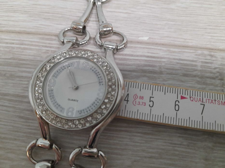 Damski zegarek z kryształkami elegancki bransoletka bez niklu srebrny