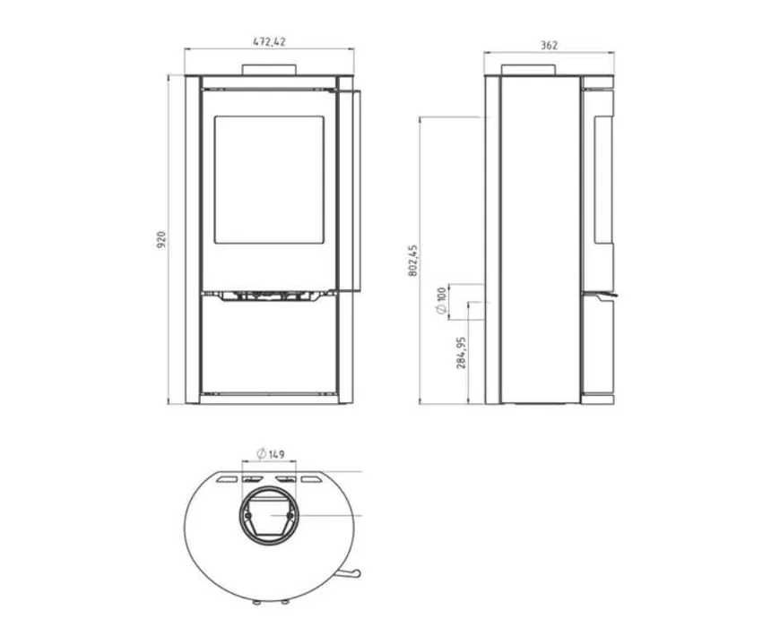 Color Si_7 Nowoczesny stylowy piec kominek okrągła szyba DOP MONTAŻ