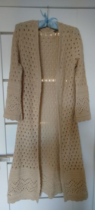 Długi, kremowy kardigan 38/40, ( 10/12)