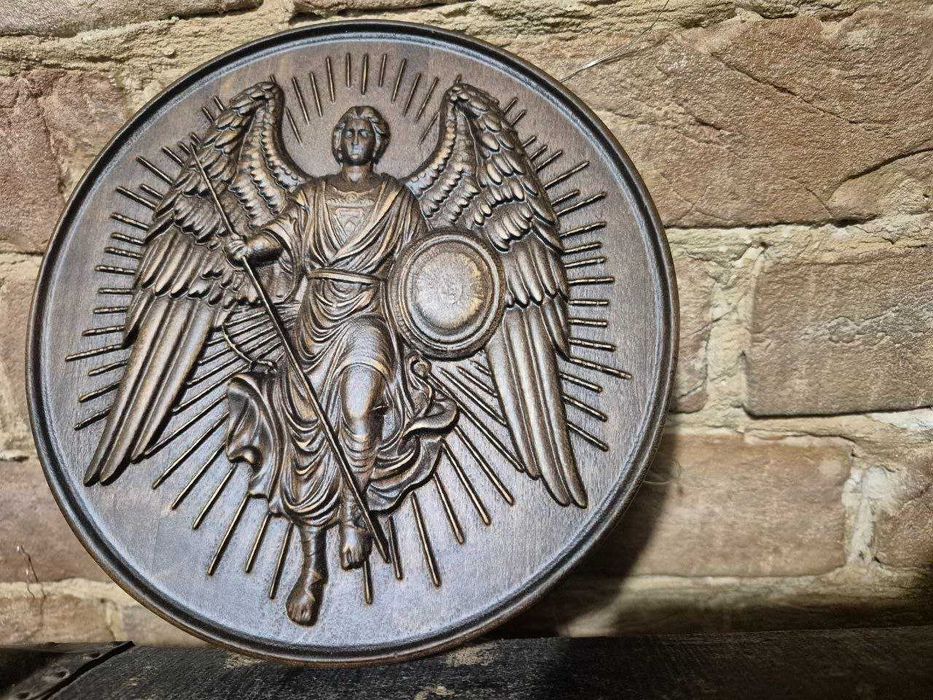 Archanioł Michał.rzeźba drewniana piękna dekoracja religijna na ścianę