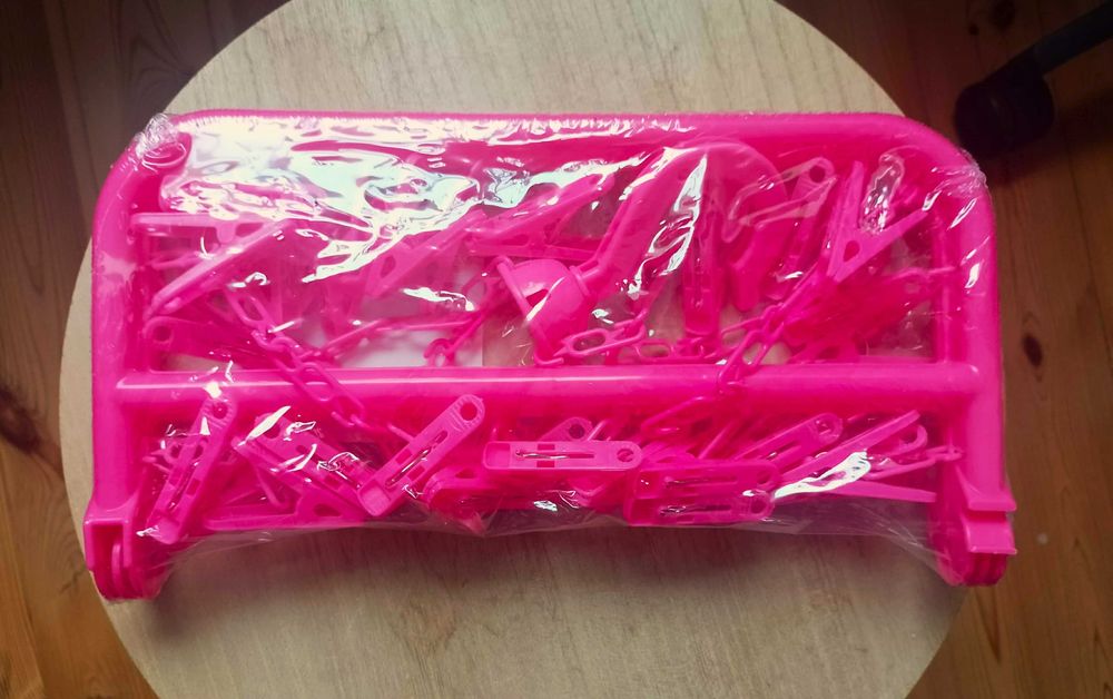 Pepco home – wieszak na bieliznę z klipsami | nowy | różowy