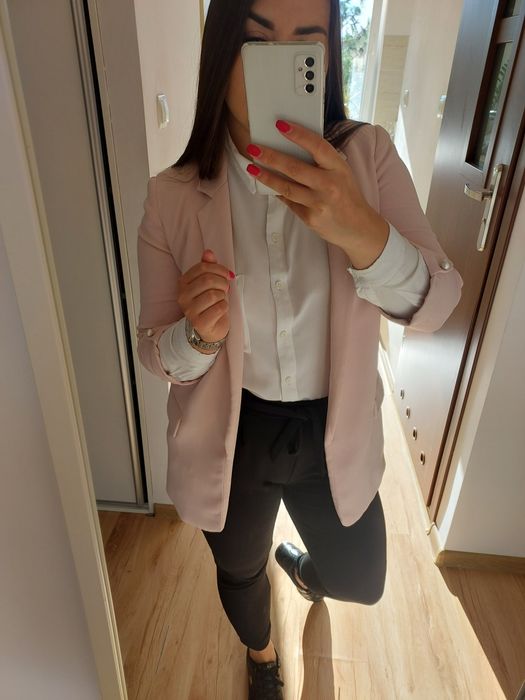 Marynarka ZARA 36 elegancka pudrowy róż basic