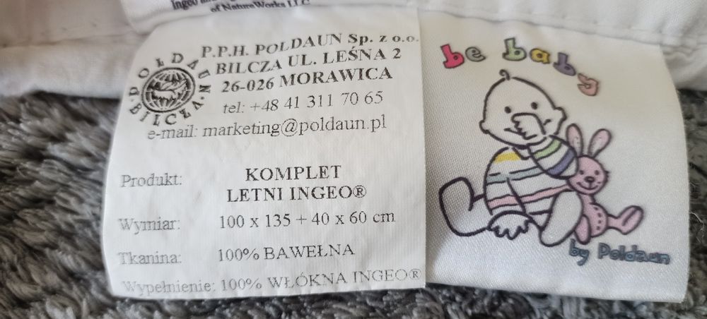 Komplet do łóżeczka kołderka letnia + płaska poduszka