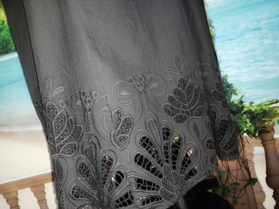 Vestido comprido preto bordado Miss Sixty L