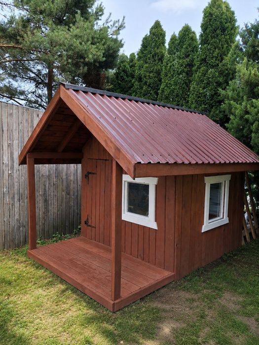 Domek dla dzieci drewniany 2 x 3 m z tarasem