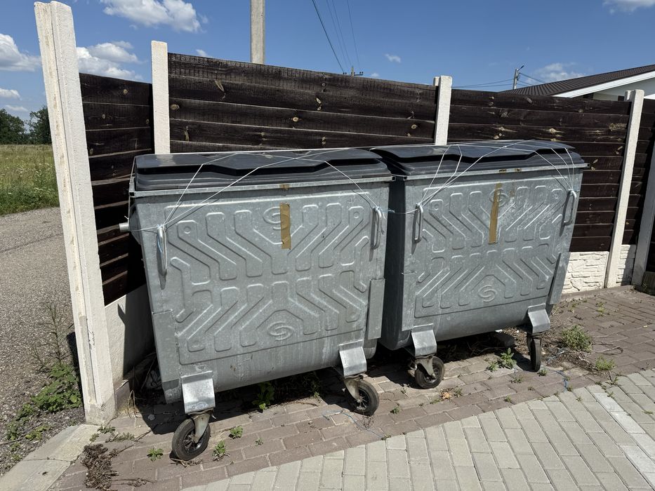Оцинкований сміттєвий контейнер з плоскою кришкою 1,1 м3