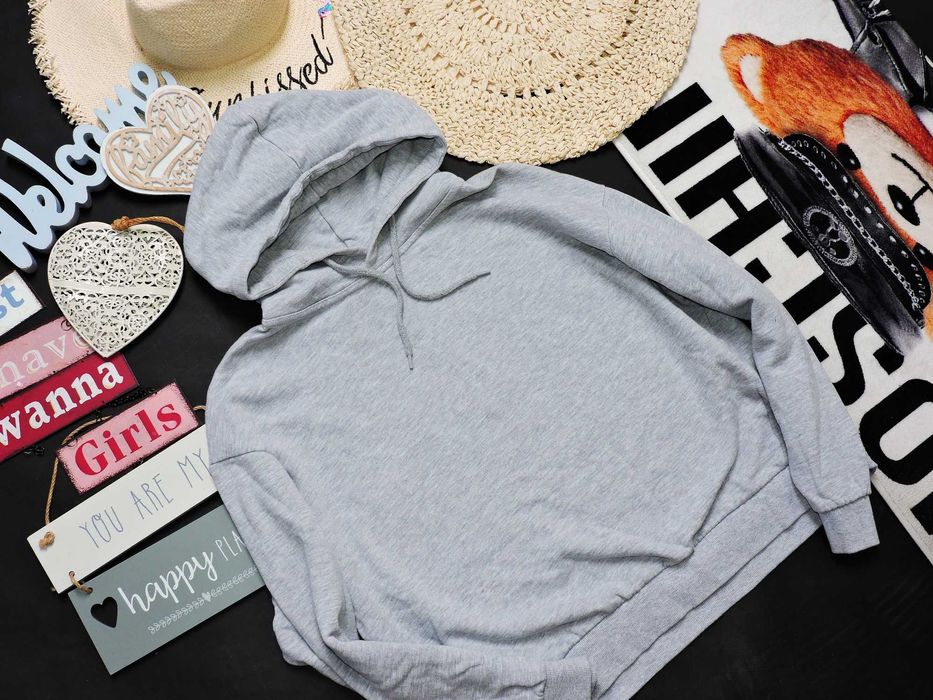 Label Szara bluza basic kaptur XL