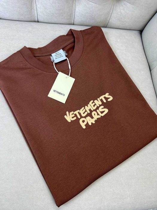 Коричневая футболка с принтом Vetements мужская футболка Ветмо f722