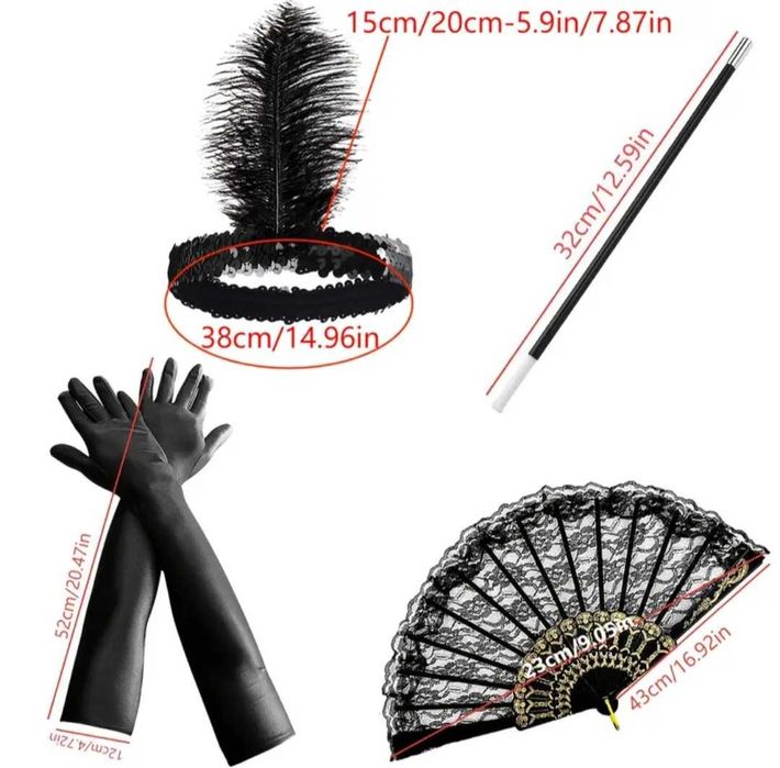 4w1 akcesoria Flapper GATSBY lata 20 przebranie bal halloween