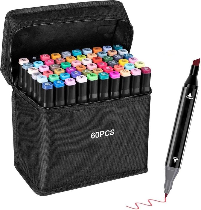 Markery alkoholowe zestaw 60 sztuk dwustronne flamastry pisaki 2#