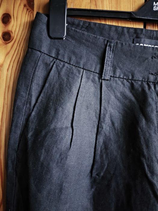 Cambio S 36 / 8 lniane czarne spodnie proste szeroka nogawka