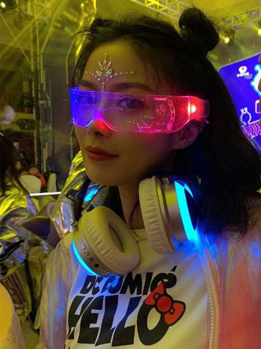 Мерцающие светодиодные космические футуристические очки для вечеринки