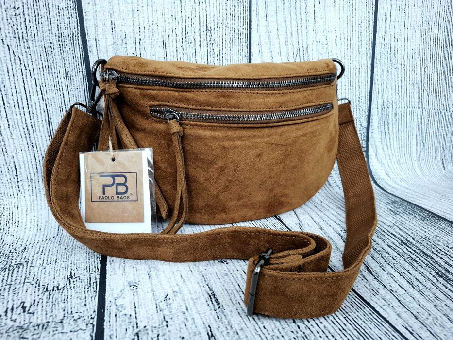 Torebka nerka Eko zamsz Kolor Rudy Brąz Paolo Bags