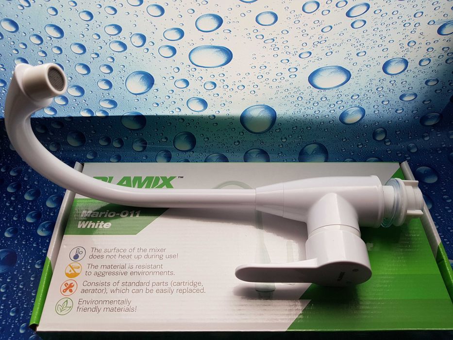 Смеситель змішувач для кухні Plamix Mario 011 White білий або Black