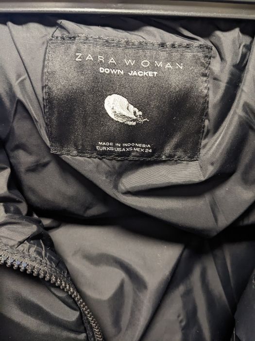 Пуховик куртка на пуху натуральному чорна Zara