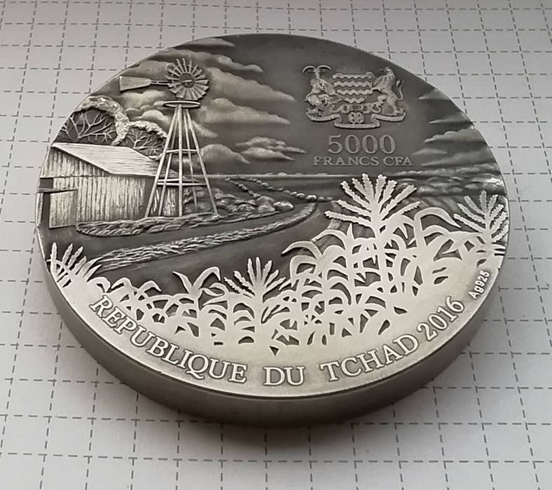Чад 5000 франків 2016р. 5 унцій. 155,5 грам. СРІБЛО. Метеорит!