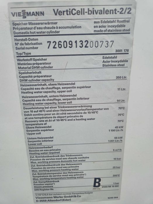 Bojler nierdzewny Kwasoodporny Viessmann 350l 2x wężownica solar