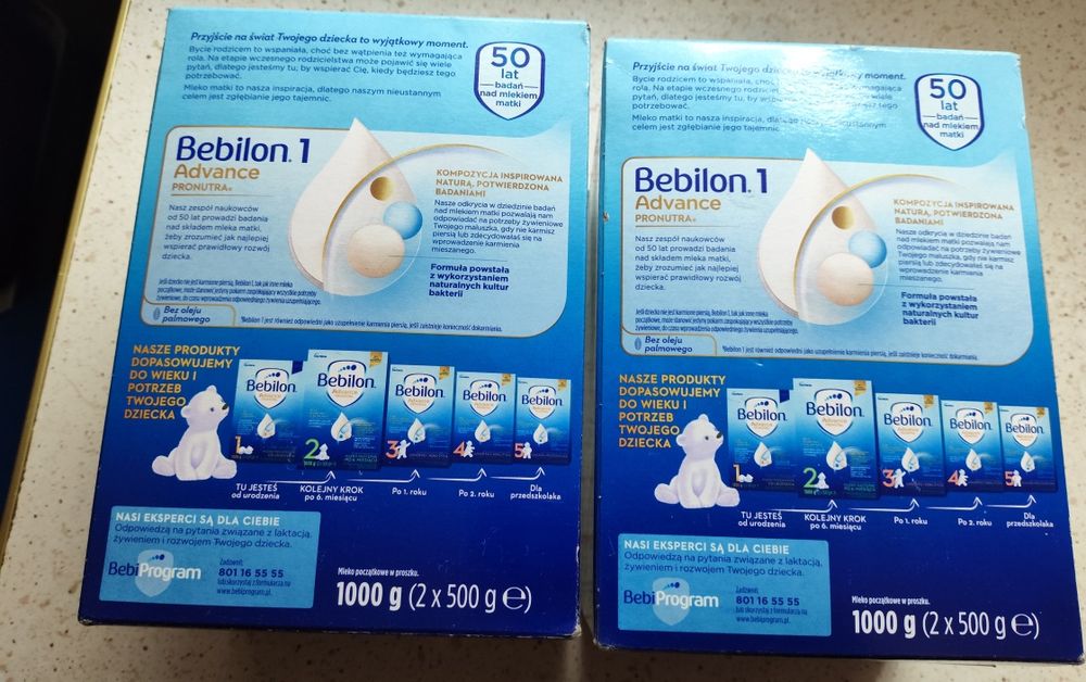 Mleko Bebilon advance pronutra 1(2 kartony po 1000 gram)+gratis.