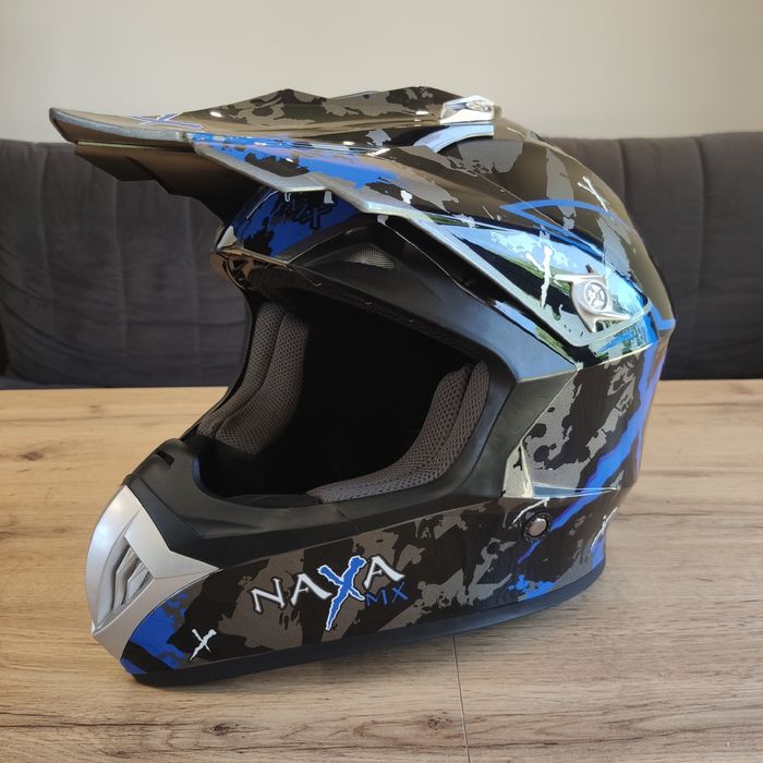 Kask cross Naxa full face niebieski rozmiar S (55-56)