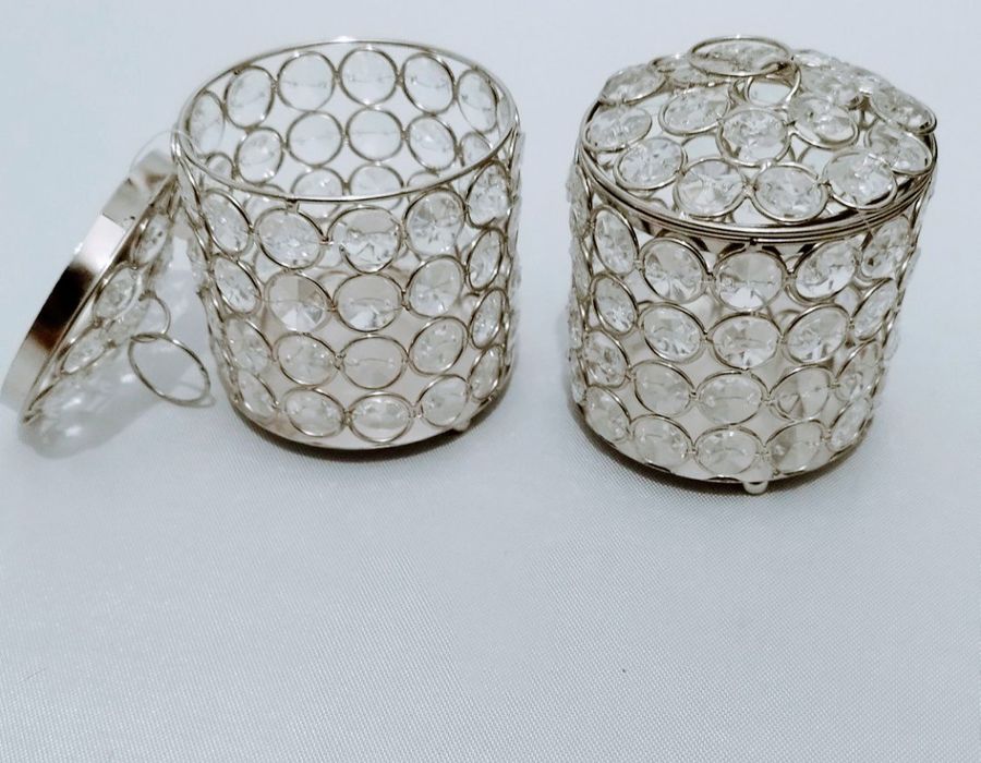 Pojemniki kosmetyczne , Dekoracyjne z Kryształkami Akrylowymi  2 szt.