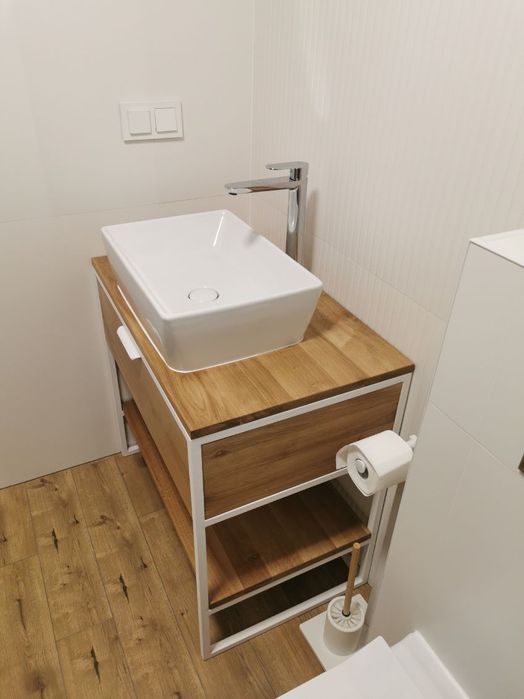 Szafka loft dębowa pod umywalkę z szufladą, dąb industrial łazienka