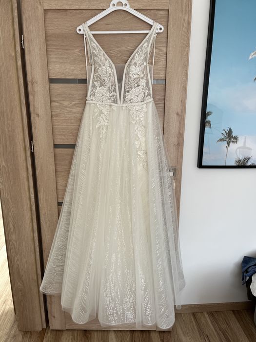 Suknia slubna z brokatem glamour 36/38