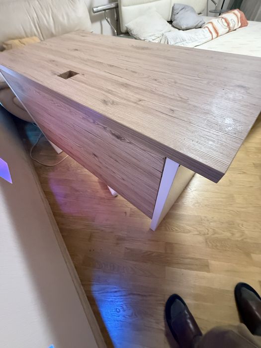 Офісний письмовий стіл 140×70×75 см, дуб, біло-коричневий