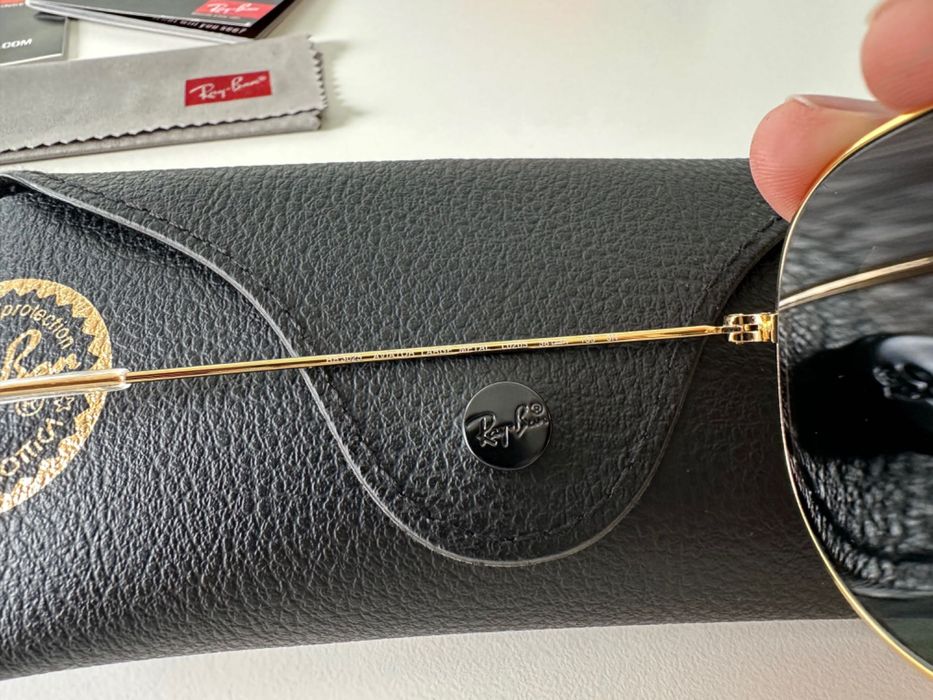 RayBan Original RB3025 Aviator Arista Gold Green G15 Novos