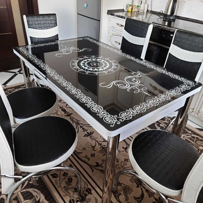 Стіл, стол обеденный кухонный раскладной 4/6 стульев. Аріс