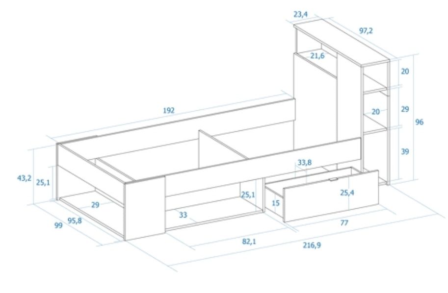 Cama compacta Kompact 90x190cm