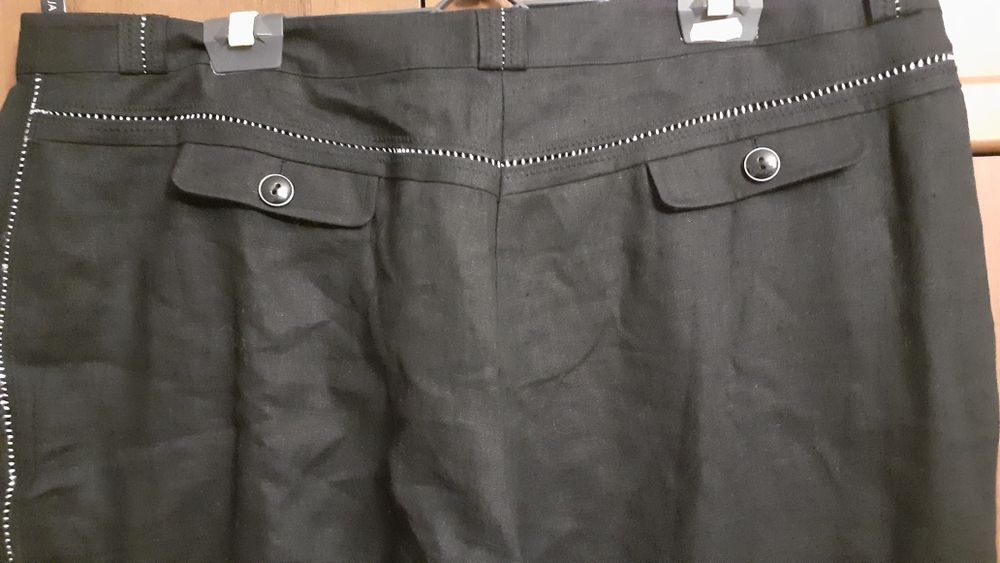 Spodnie damskie 100 %len, nowe, pas 98 cm