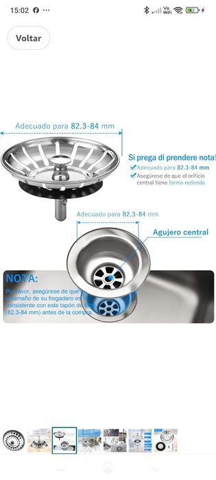 Conjunto de Peças para Lavatório e Sifão – Novo, Nunca Usado