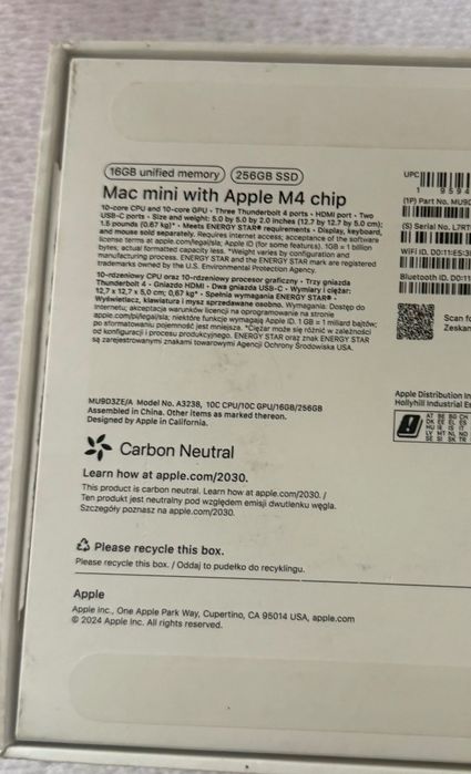 Mac mini M4 16/256GB
