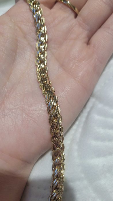 Bransoletka pozłacana 14k, splot gruby kłos  Unisex