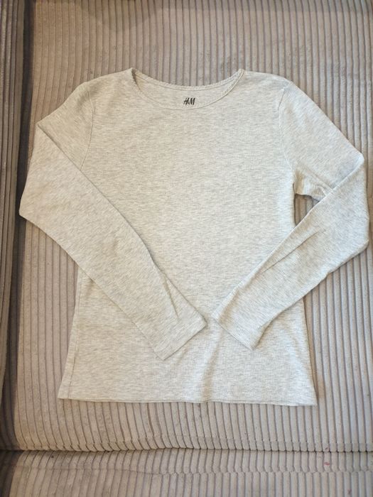 Koszulka dziewczęca prążkowana H&M roz. 134/140