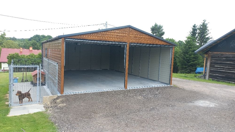 6x8 garaż blaszany drewnopodobny