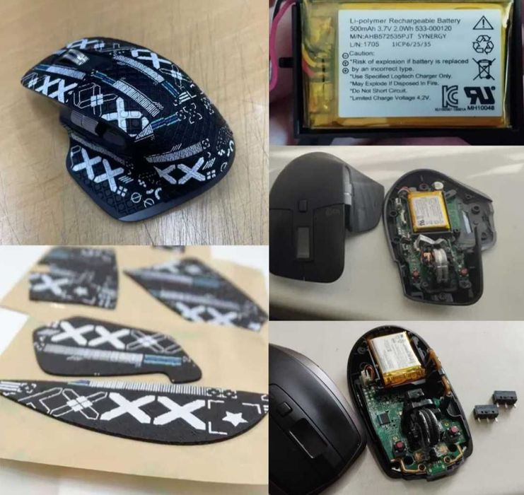 Тихі кнопки, Наліпки та Акб mx master 3 / 3s для мишки Logitech