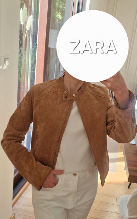 Kurtka Zara ze skóry - zamszowej, w bardzo dobrym stanie! Rozmiar S,  HIT