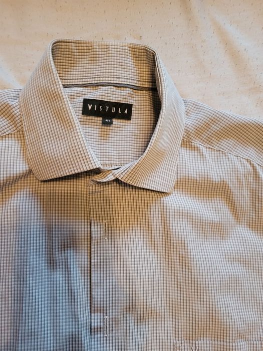 Koszula Vistula 41 kratka szara slim jak nowa dlugi rękaw