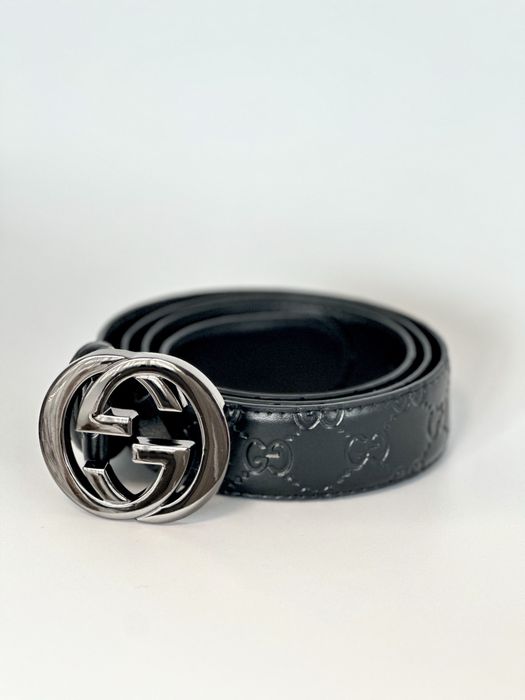 Ремень Gucci чорний шкіряний