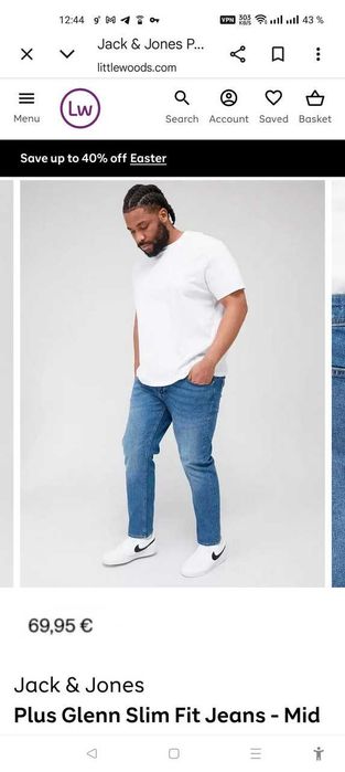 Джинсы Jack&jones Glenn fit + jeans Дания W46 stretch mid blue.