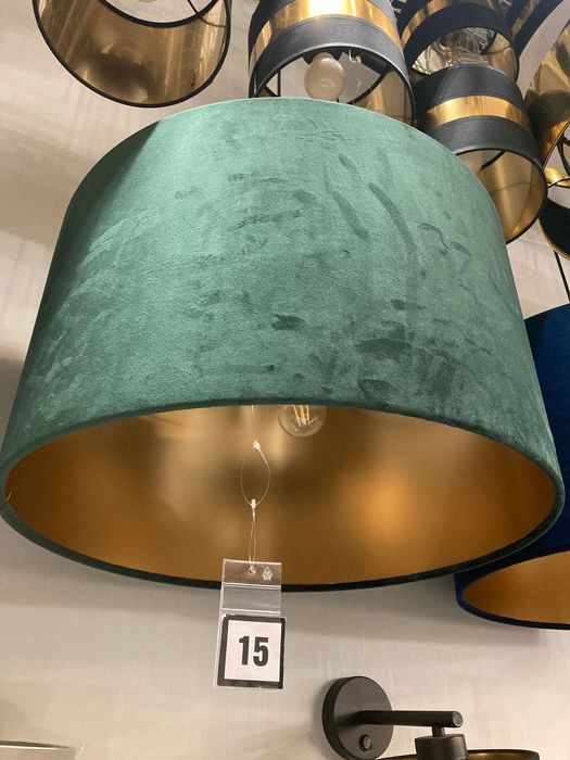 Lampa wisząca do sufitu welurowa zielona butelkowa