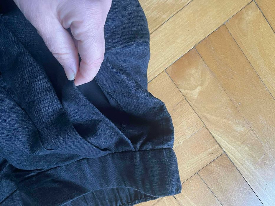 GAP spodnie bermudy lniane czarne rozm. 44 kieszonki wysoki stan