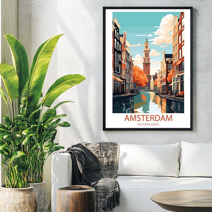 plakat, plakat amsterdam, zdjęcie w ramce, plakat holandia na ścianę