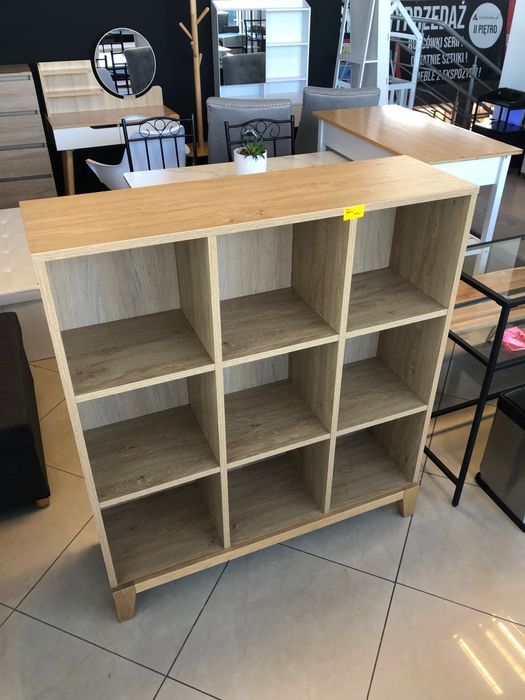 Regał kostkowy na książki filmy gry półka dębowe nogi Meblik