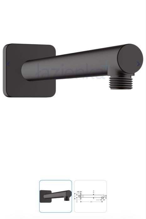 Hansgrohe Vernis Shape ramie deszczownicy czarne mat scienne 24cm.