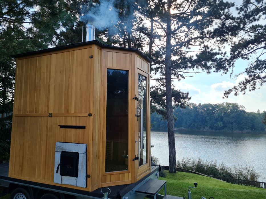 Sauna mobilna wynajem ledy ogrodowa na drewno