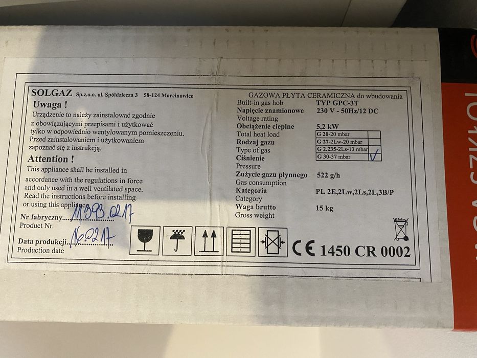 Kuchenka gazowa Solgaz