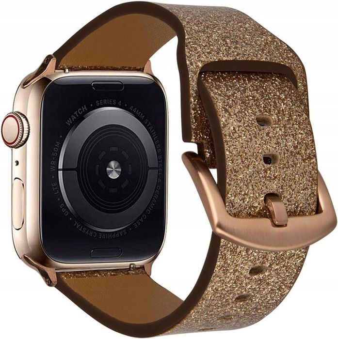 Pasek skórzany złoty do apple watch 42/44mm
